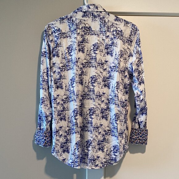 Robert Graham Men's Classic Fit Shirt Kaleidoscope Artsy Flip Cuff Smoke Size M - Picture 2 of 11